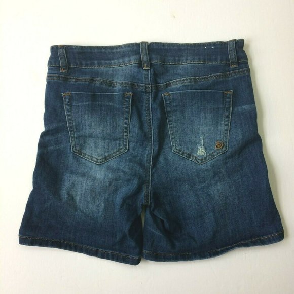 Indigo Rein Women Jean Shorts Size 5 Distressed Mid Rise Denim Medium Wash - Picture 4 of 8